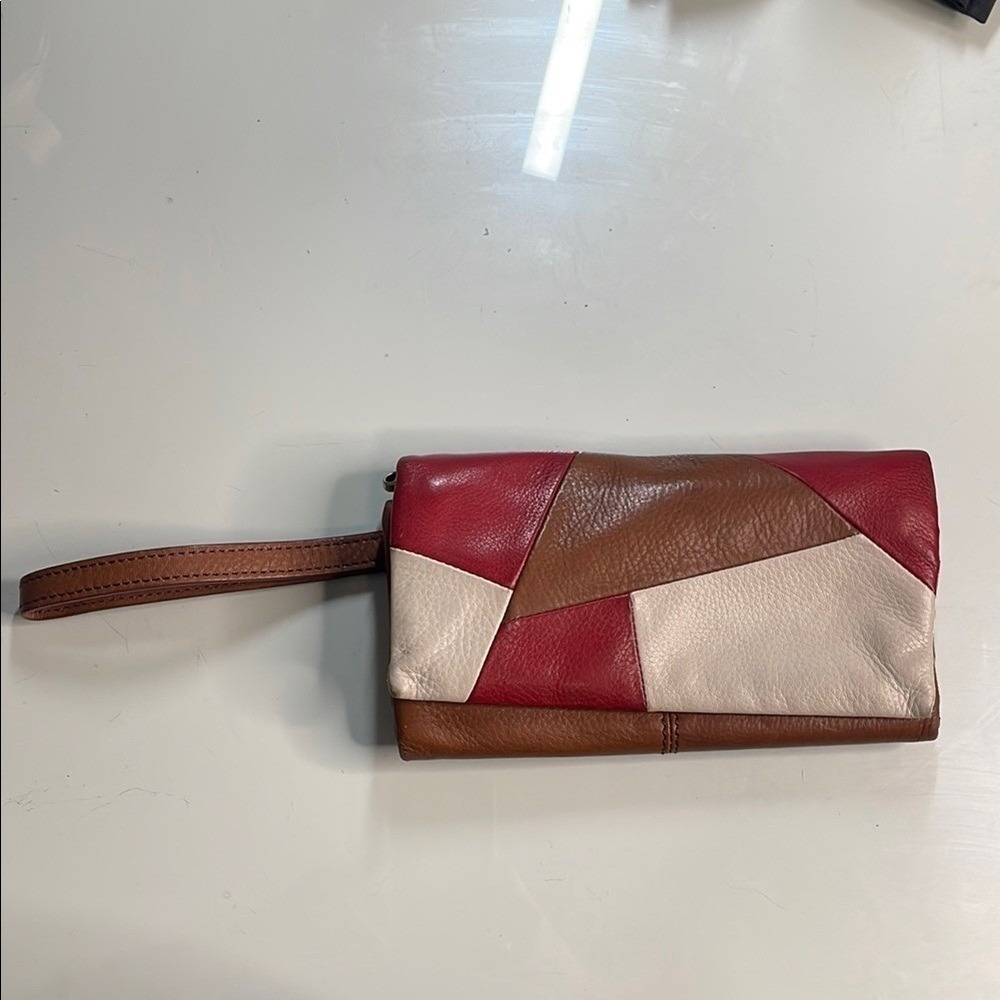 Hobo Multicolor Patchwork Leather Wristlet Clutch… - image 1